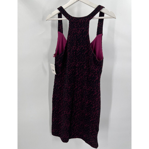 Free People Rose Wine Leopard Jersey Mini Bodycon Tunic Party Dress L NEW $78 - Picture 3 of 8